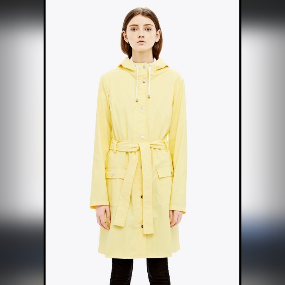 Rains long rain coat with belt